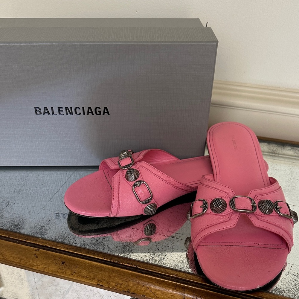 Balenciaga Pink Chain Slide Sandals
